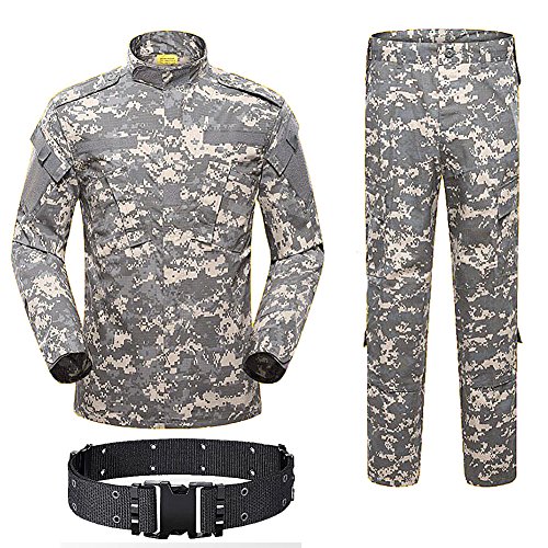 H World Shopping Men Tactical BDU Combat Uniform Jacket Shirt & Pants Suit for Army Military Airsoft Paintball Hunting Shooting War Game ACU (M)