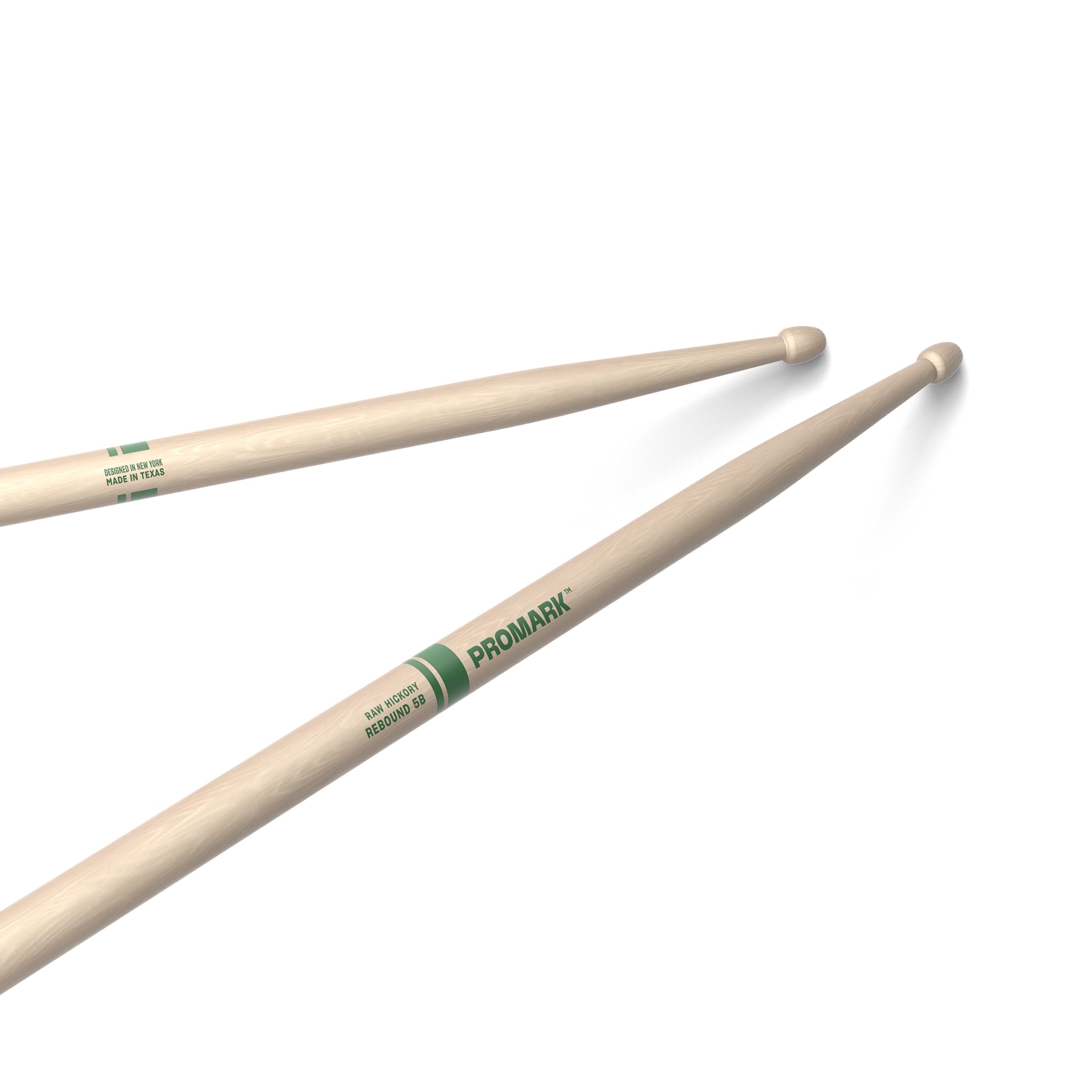 ProMark Rebound 5B Raw Hickory Drumsticks, Acorn Wood Tip, Unfinished, 1 Pair