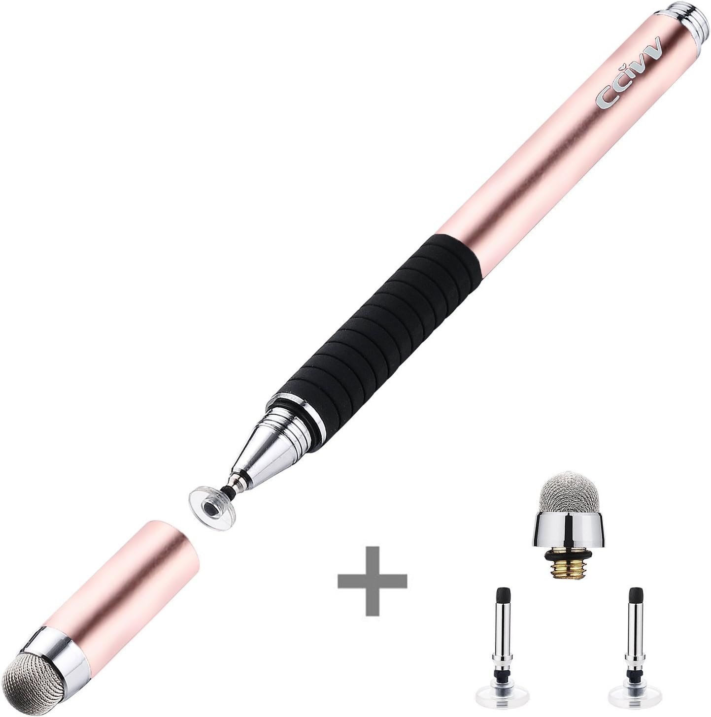 CCIVV Stylus Pen 2 in 1 Fine Point & Mesh Tip for Touch Screen Tablet and Cellphone, iPad Kindle iphone (Rose Gold)