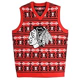 KLEW NHL Chicago Blackhawks Ugly Sweater Vest, X-Large, Black