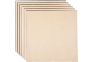 AWIZOM 12 Pack 12 x 12 x 1/4 Inch-6mm Thick Basswood Sheets for Crafts Unfinished Plywood Boards Square Crafts Wood Sheets for DIY Laser Projects, Wood Burning, Engraving, Staining, Architectural Mode