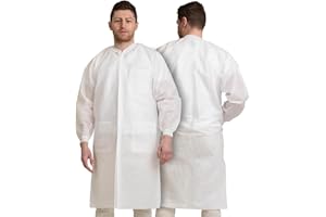 Medical Nation 10 Disposable Lab Coats - White Lab Coat with Pockets, Knee Length, Lab Coat Women and Men | Perfect For Use in Hospitals, Pharmacies, Labs, Clinics, Painting, at Home | Size Large