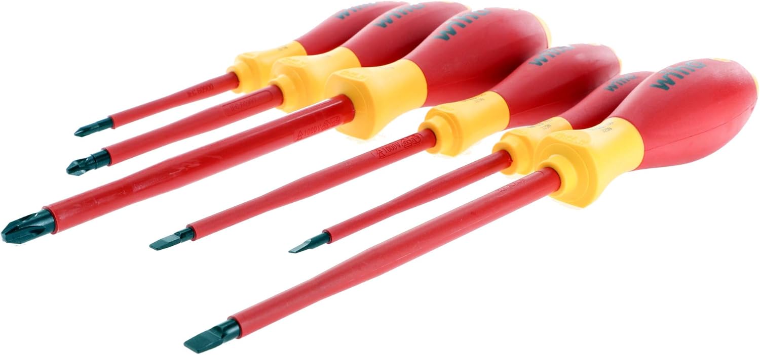 Wiha 32092 Slotted And Phillips Insulated Screwdriver Set, 1000 Volt, 6 Piece: Industrial & Scientific