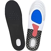 Gel Insoles for Men & Women, Arch Support Shoe Inserts for Plantar Fasciitis, Heel Pain Relief & Shock Absorption, Orthotic Cushioned Insoles for Walking, Running, Work, Sports, Trim to Fit
