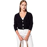 Simple&Opulence Women's Cashmere Cardigan Sweater, Cashmere Long Sleeve V Neck Open Front Cardigan with Pocket