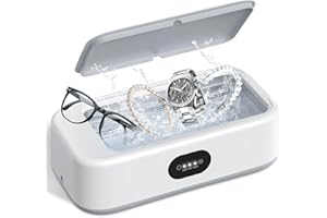 SUTOTAC Ultrasonic Jewelry Ring Cleaner, 700ml(24oz), 49khz, 48W,Multiple Digital Display Modes Convenient Jewelry Cleaner for Jewelry, Eyeglasses, Keys, Combs, Coins, Razor Heads