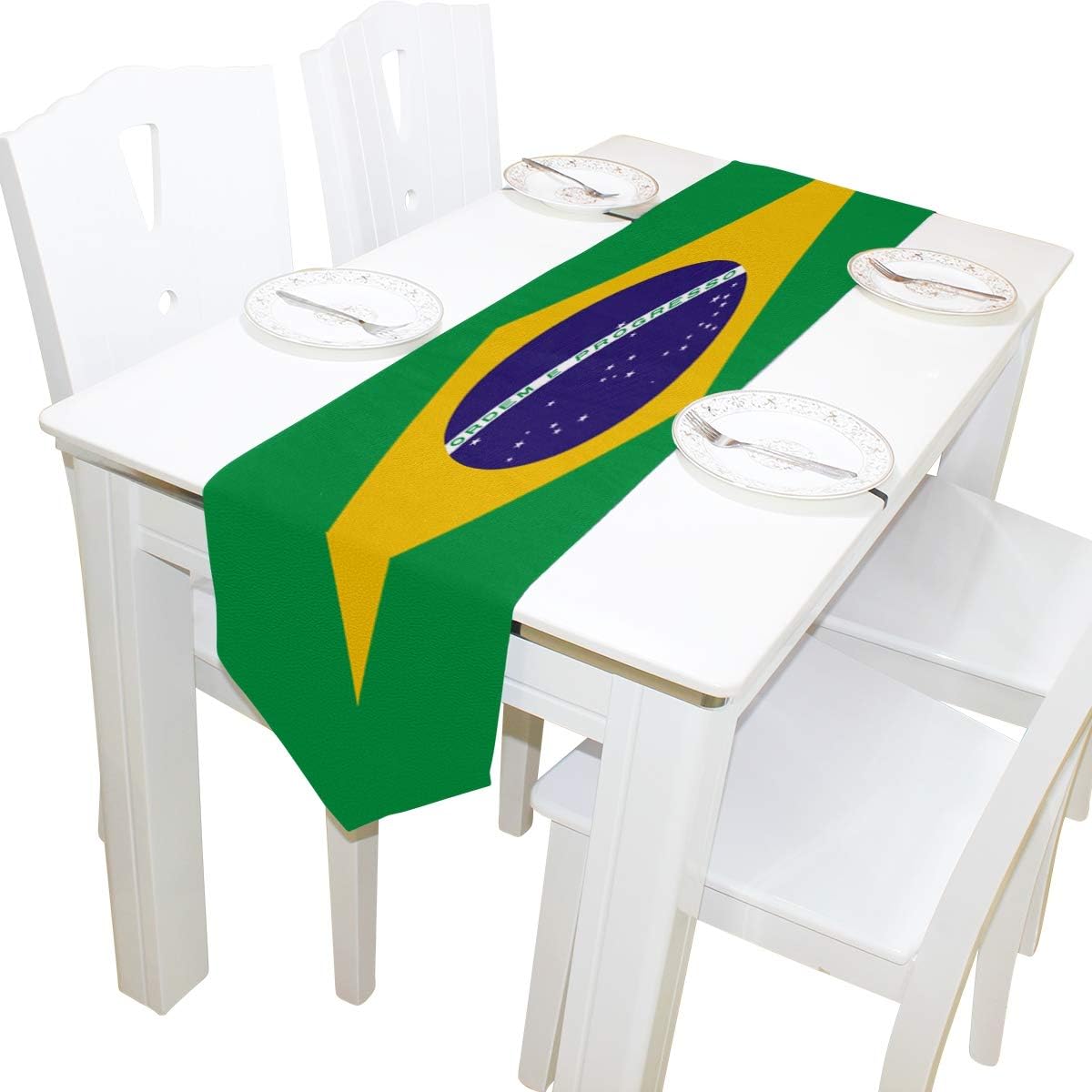 poeticcity Brazil Flag Double Sided Oblong 13 X 70 inches Table Runner for Wedding Dining Room Kitchen Table Cloth Home Decor