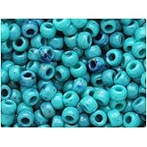 BeadTin Green Turquoise Marbled 9mm Barrel Plastic Pony Beads (500pcs)
