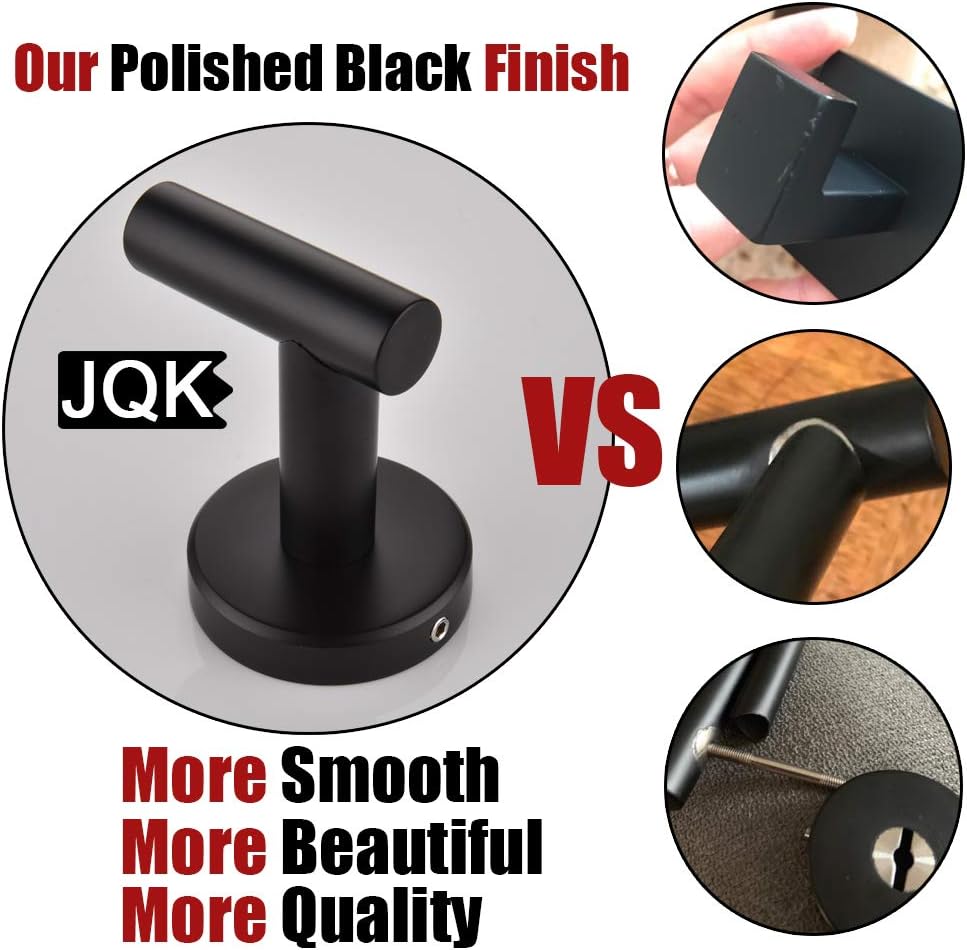 JQK Black Bathroom Towel Hook, Coat Robe Clothes Hook for Bathroom Kitchen Garage Wall Mounted (3 Pack), 304 Stainless Steel Matte Black, TH100-PB-P3: Home & Kitchen