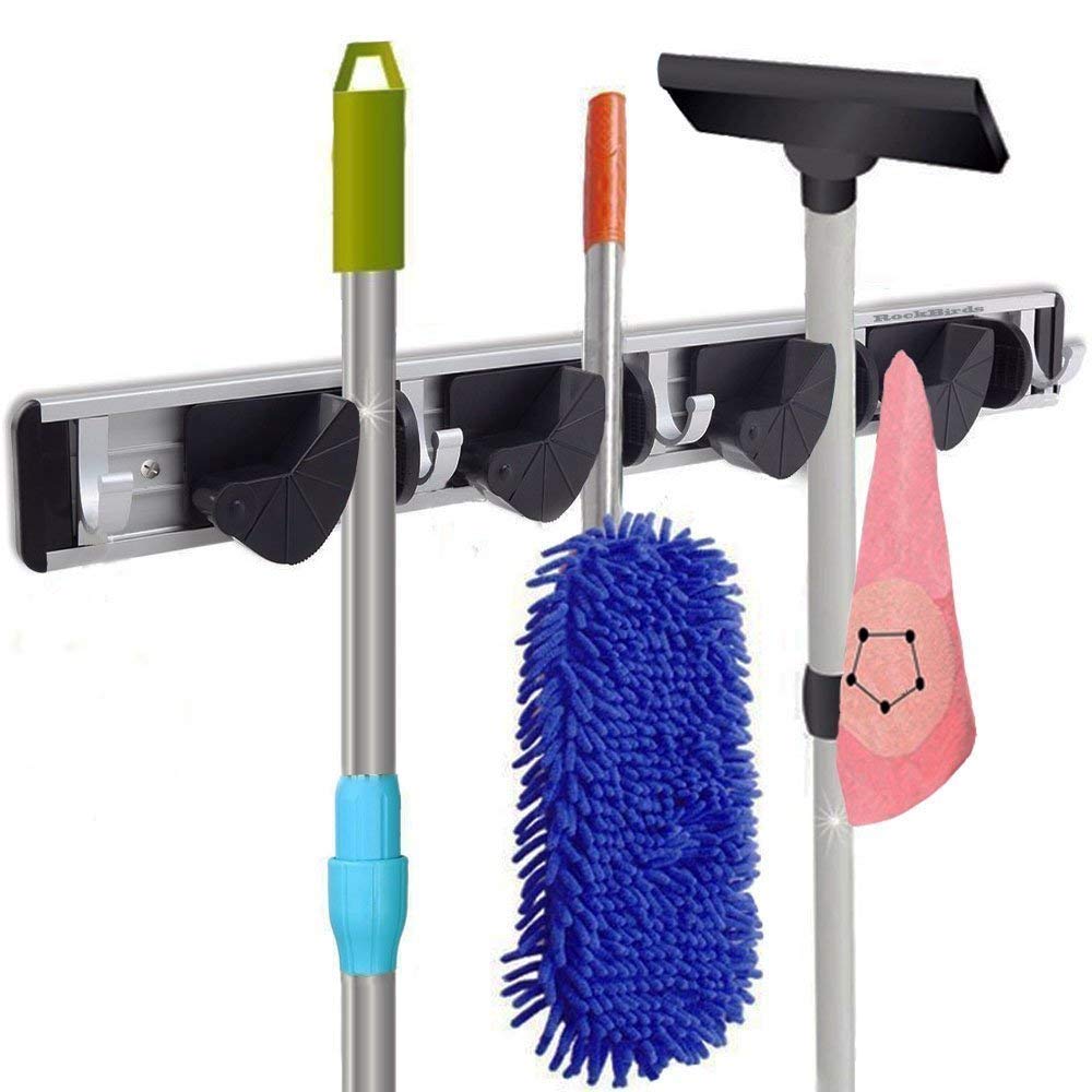 EWare MultiFunctional Mop Rack Senior Aluminium Clip On Broom Holder