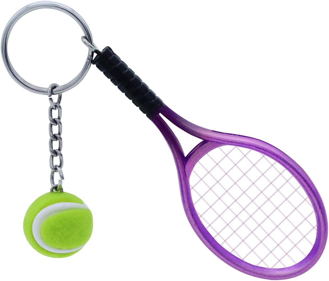 Chic Mini Tennis Racket Keychain Key Ring Cute Sports Charm Tennis Ball Key Chain Car Bag Pendant Keyring