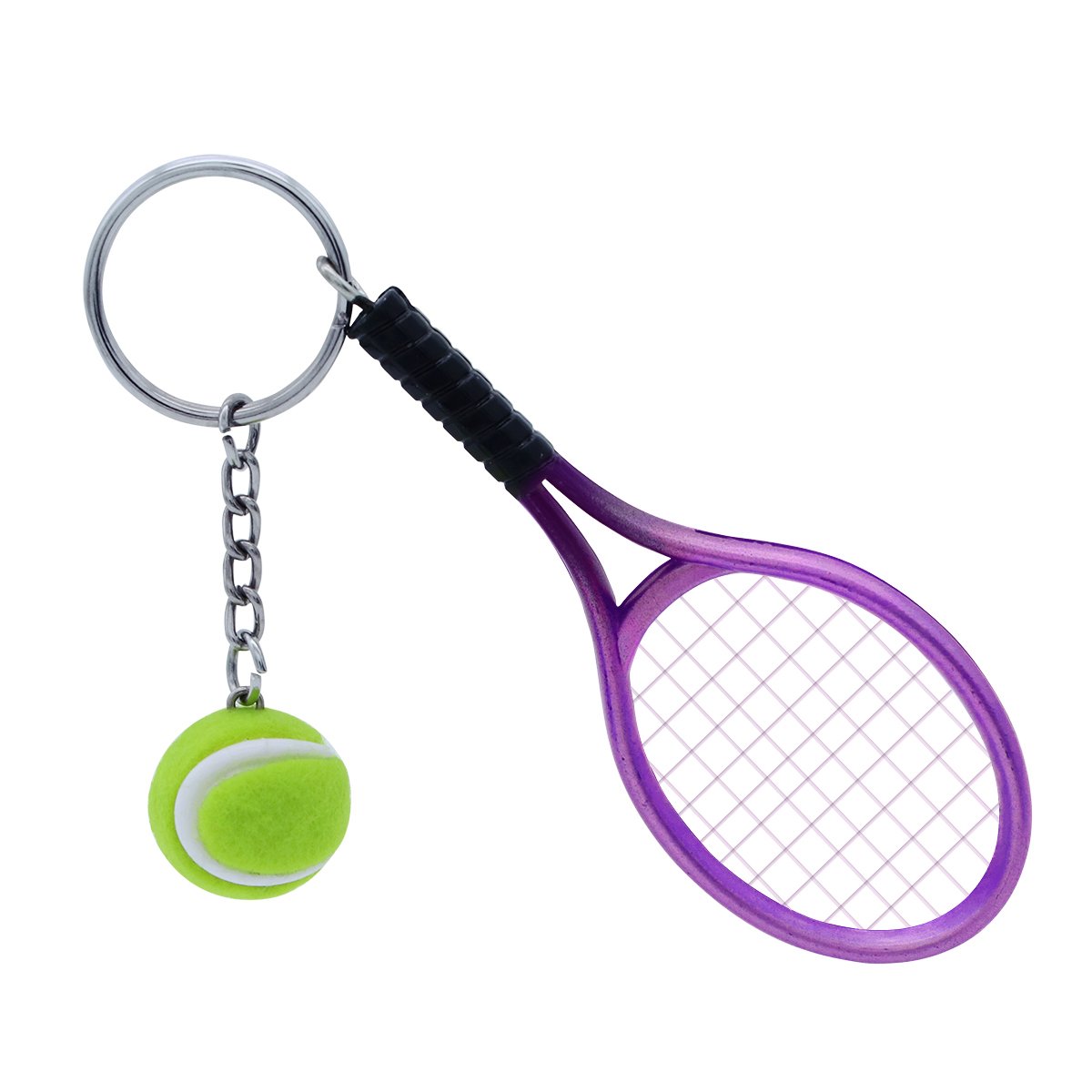 Chic Mini Tennis Racket Keychain Key Ring Cute Sports Charm Tennis Ball Key Chain Car Bag Pendant Keyring
