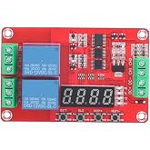 Relay Module 2-Channel 5V/12V/24V - Programmable Cycle Timer Board with LED Display and Self-Lock Function for Smart Home, Automation Control(12V)