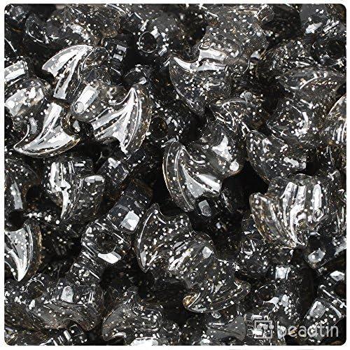 BeadTin Jet Sparkle 25mm Bat Pony Beads (24pcs)