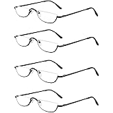 COVESATO Half Frame Reading Glasses, Half Metal Moon Readers for Women Men 4 Pairs 1.00
