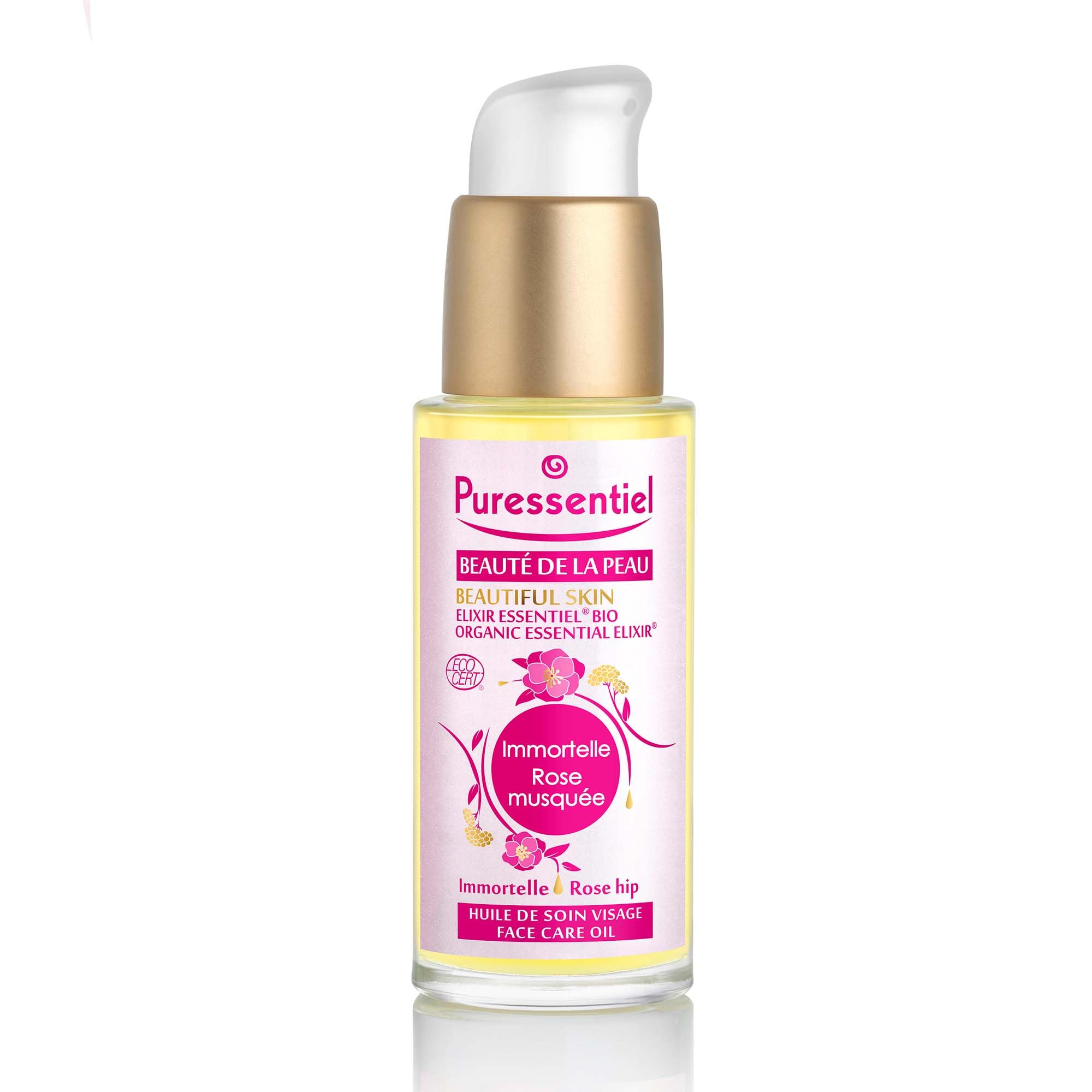 Puressentiel Beautiful Skin Organic Home Lifting Kit - 100% Organic Essential Elixir + 1 Lift VAC Face cupping and Massage ball - Detoxifying, firming, plumping effect, brighter complexion