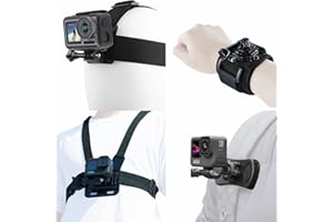 SRUIM Accessories Kit for Insta360 One X3 X2 X RS R GO 2, Head Strap Mount + Chest Mount Harness + Backpack Clip Holder + 360°Rotating Wrist Strap Compatible for GoPro Hero 12 11 10 9 8 7