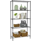 BestOffice | 5-Tier Wire Storage Shelves | 36x14x72 | Black | with Adjustable Racks | Heavy-Duty Metal Shelf, Holds Upto 1000
