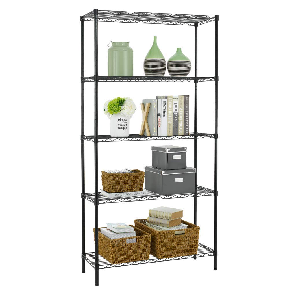 BestOffice | 5-Tier Wire Storage Shelves | 36x14x72 | Black | with Adjustable Racks | Heavy-Duty Metal Shelf, Holds Upto 1000 lbs | No-Tool Assembly | Ideal for Home & Garage Shelving Image
