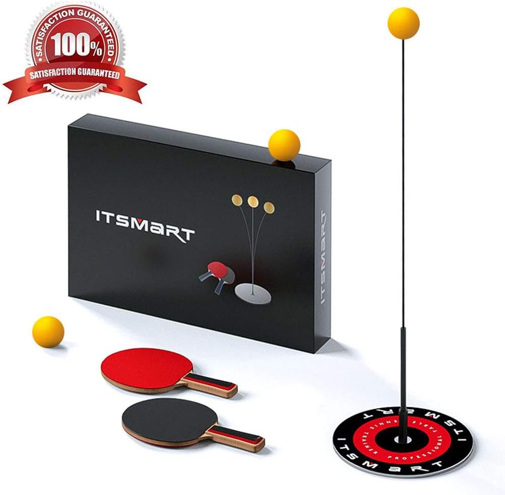 Table Tennis Trainer with Elastic Soft Shaft, Leisure Decompression Sports 2 Table Tennis Paddle & 3 Ping Pong Balls, Set Table Tennis Trainer Indoor Or Outdoor Play