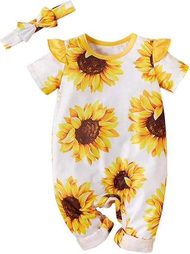 sunflower baby romper