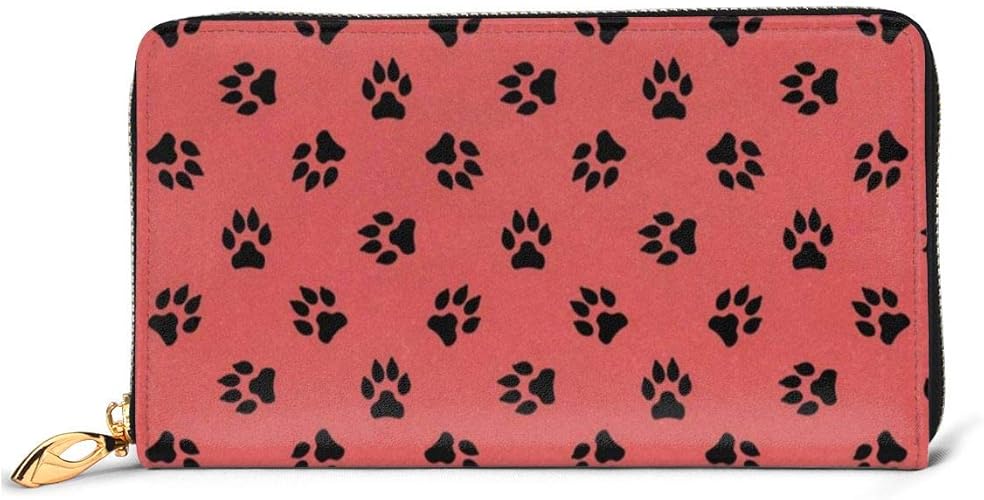 Amazon 財布 長財布 カジュアル垂直 可愛い 多機能 大容量 本革 薄型 小銭入れ ラウンドファスナー クリスマス 人気 バレンタイン 入学祝い 猫の足跡柄 動物柄 レッド バッグ スーツケース