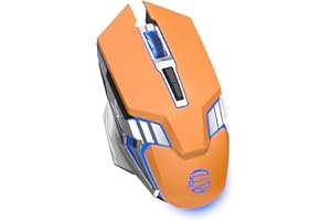 SHUNJINRUN Bluetooth Wireless Gaming Mouse, 2400 DPI, RGB Backlit, Rechargeable Cordless Computer Mouse for Laptop PC Mac Macbook Air/Pro iPad Chromebook Office Gamer - Orange