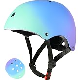 LOKJIJI Adjustable Kids Bike Helmet for Girls Boys Youth, Color Gradient Kids Protective Helmets for Multi-Sports Bicycle Cycling Skateboard Scooter Skating