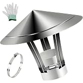 2 In-11.8 in Chimney Rain Caps, 201 Stainless Steel Stove Pipe Chimney Cover for Insulation, Outside Roof Vent Cap with Gloves, for Flat House Kitchen Attic(6 cm/2.4 in)