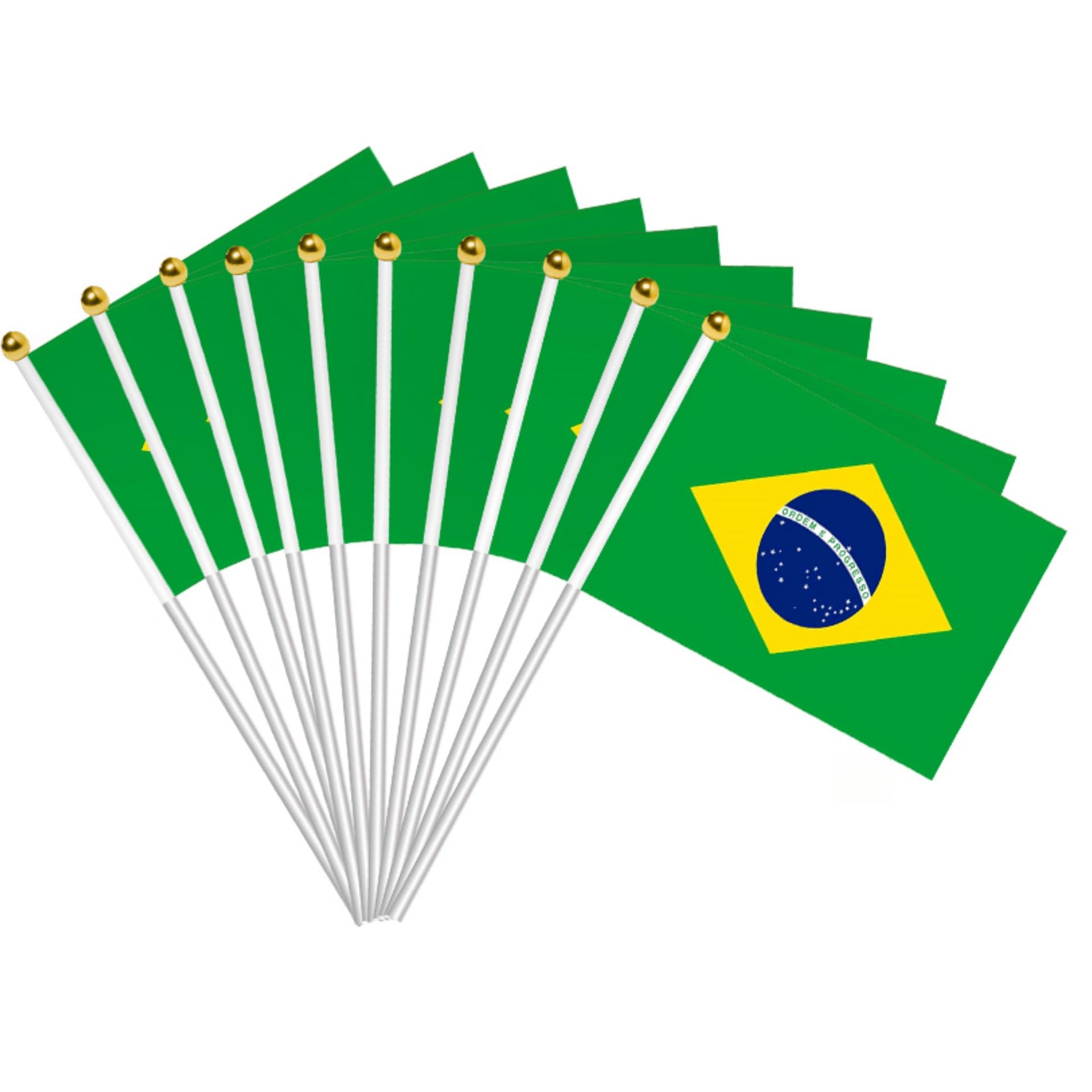 50 Pcs Brazilian Mini Flags Small Brazil Flags Celebration Parade Supplies Match Cheering Waving Flags Garden Party Decoration — image 1