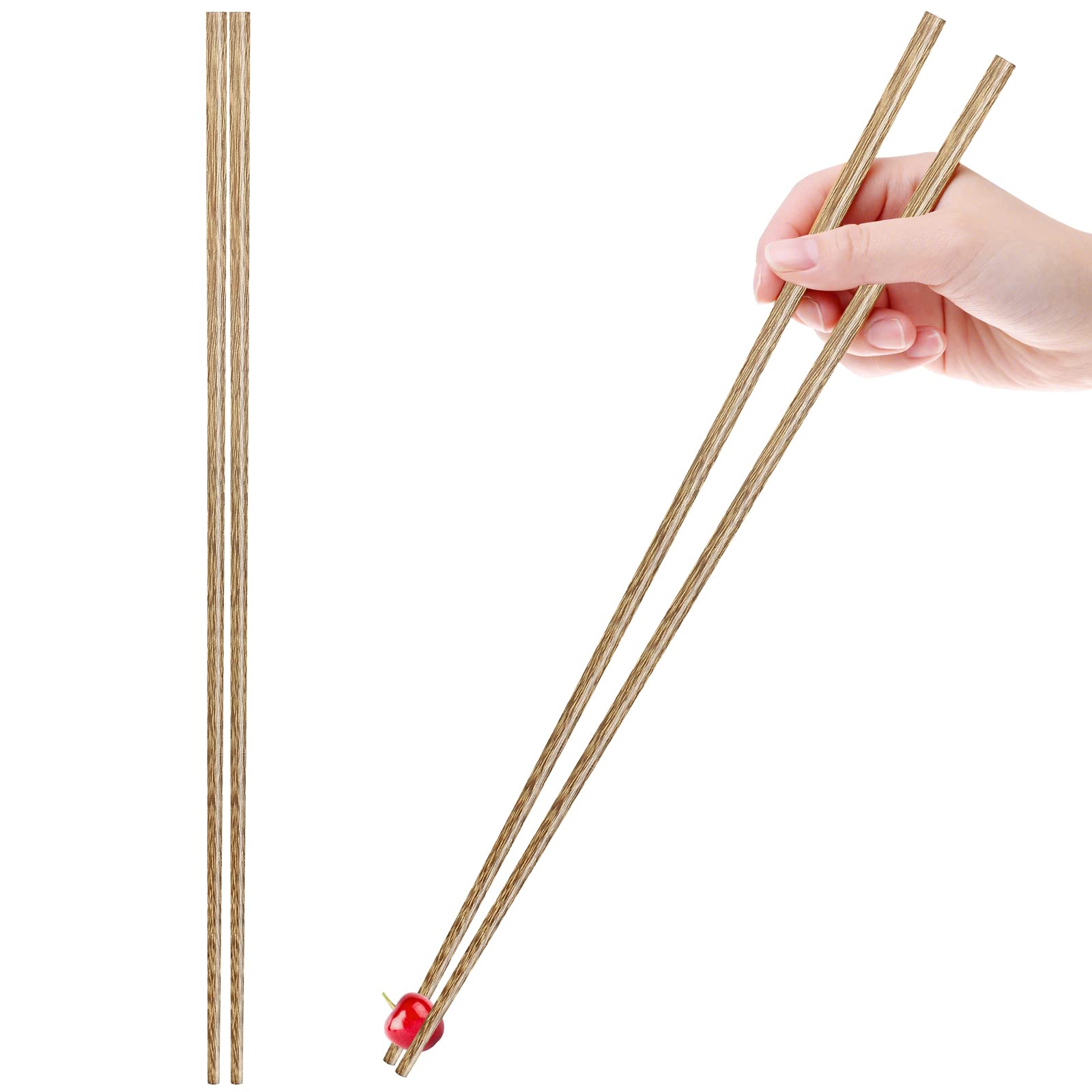 2 Pairs Premium Hotpot Chopsticks Reusable 42CM Extra-Long for Frying Cooking Noodles Asian Dishes, Natural Classic Wooden Chop Sticks Gift Set Dishwasher Safe Lightweight Easy to Use, Brown