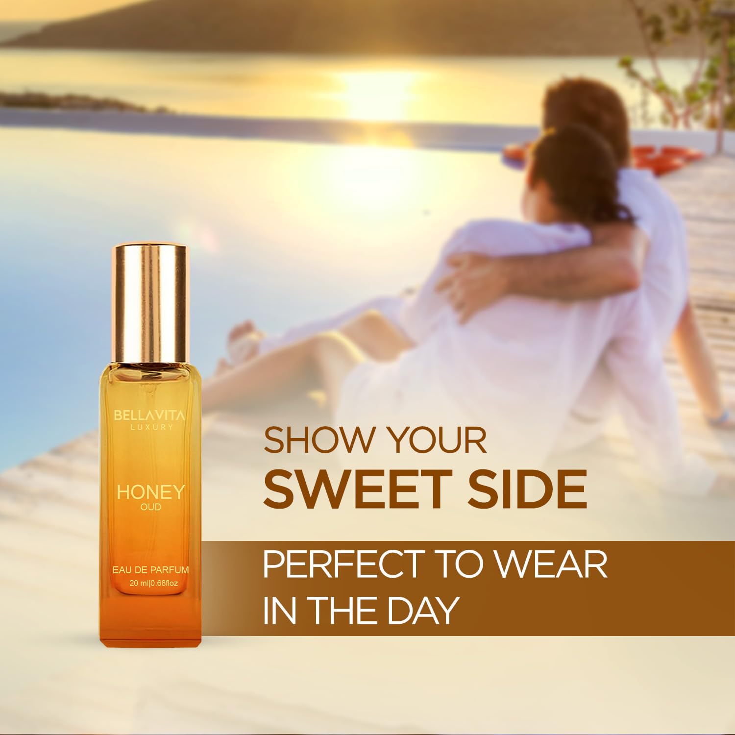 BellaVita Luxury Honey OUD Eau de Parfum Travel Size Edition 20 ml | Long-Lasting Mini Perfumes for Women | Notes: Patchouli, Vanilla, Bergamot & Spicy Notes | Pocket Perfume for Women | Vegan Perfume