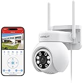 VORGUT Wireless Security Camera Outdoor, 3MP WiFi Camera, Color Night Vision, Auto Tracking, Pan/Tilt, 360° View, Motion Detection, IP66 Weatherproof, Cloud & SD Card Storage