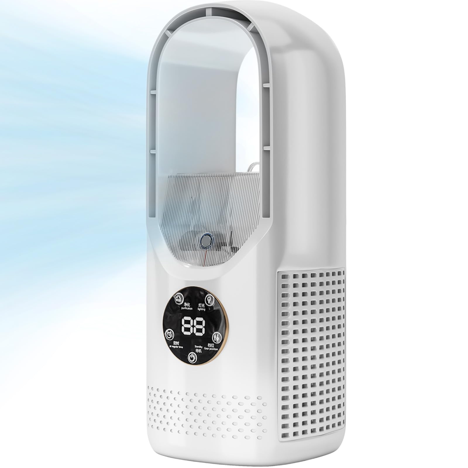 Photo 1 of *Untested*
swanyoyo Bladeless Fan with Humidifier and RGB Lights, USB Powered Desk Fan, 6-Speed Quiet Personal Cooling Fan for Office Home Bedroom, No Blades Design Safer than Traditional Fans (White)