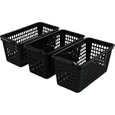 Begale Slim Plastic Organization and Storage Baskets, 6-Pack Organizer Bins | Narrow Storage Bins, Small Basket for Home Office, Closet Shelves, Kitchen Pantry Organizer