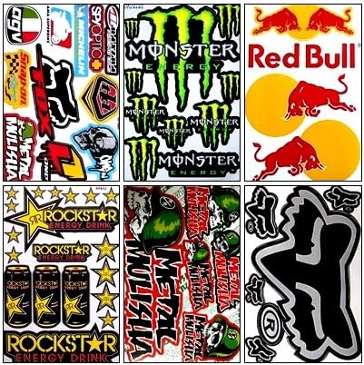 6 Rockstar Energy Drink Metal Mulisha Yamaha Kawasaki Motocross Racing Helmet Motorcycle Decal Sticker