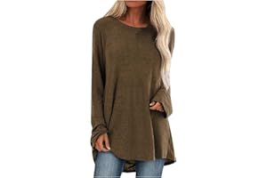 FARTEY Womens Tunics or Tops to Wear with Leggings Long Sleeve Loose Fit Fall Clothes Crewneck Gradient Comfy Shirts Blouses