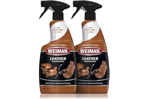 Weiman Leather Cleaner and Conditioner - 22 Ounce (2 Pack) - Restores Leather Surfaces - Ultra Violet Protectants Help Prevent Cracking or Fading of Leather Furniture, Car Seats, Shoes