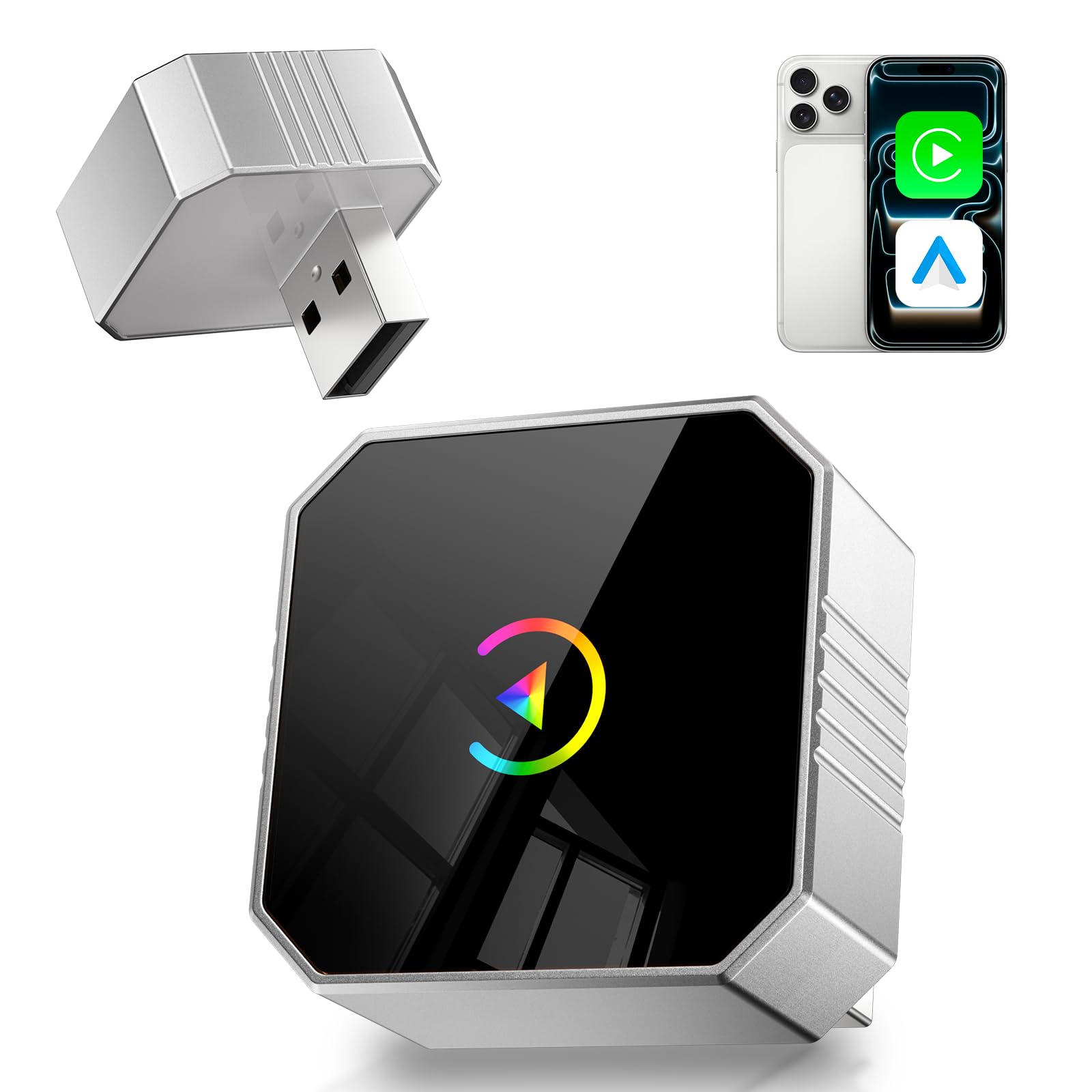 Photo 1 of MIXGOLD Wireless CarPlay Adapter for Apple iPhone & Android, 2026 Upgraded 2-in-1 Plug and Play Converts Wired to Wireless CarPlay Android Auto, Fast Auto-Connect, Zero Latency with USB/USB-C Port