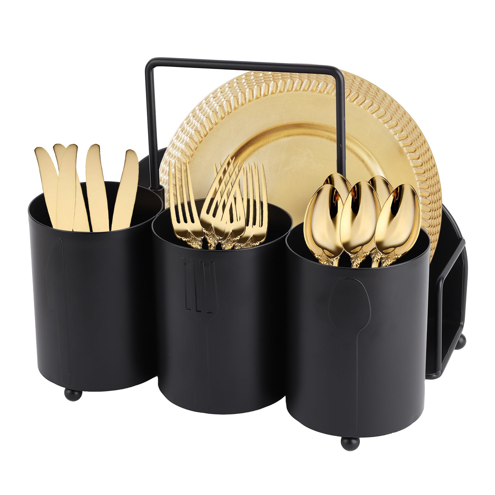 Photo 1 of ****It's missing a small ball to hold it in place.****
NelyBet Utensil Caddy Silverware Holder Fork Spoon Napkin Paper Plate Organizer Metal Utensil Holder Cutlery Flatware Organizers for Party Kitchen Countertop Camping Picnic - Black