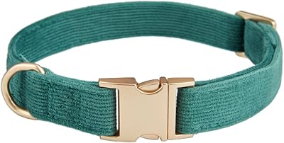 YUDOTE Ultra-soft Corduroy Dog Collar Medium 31-49cm Green