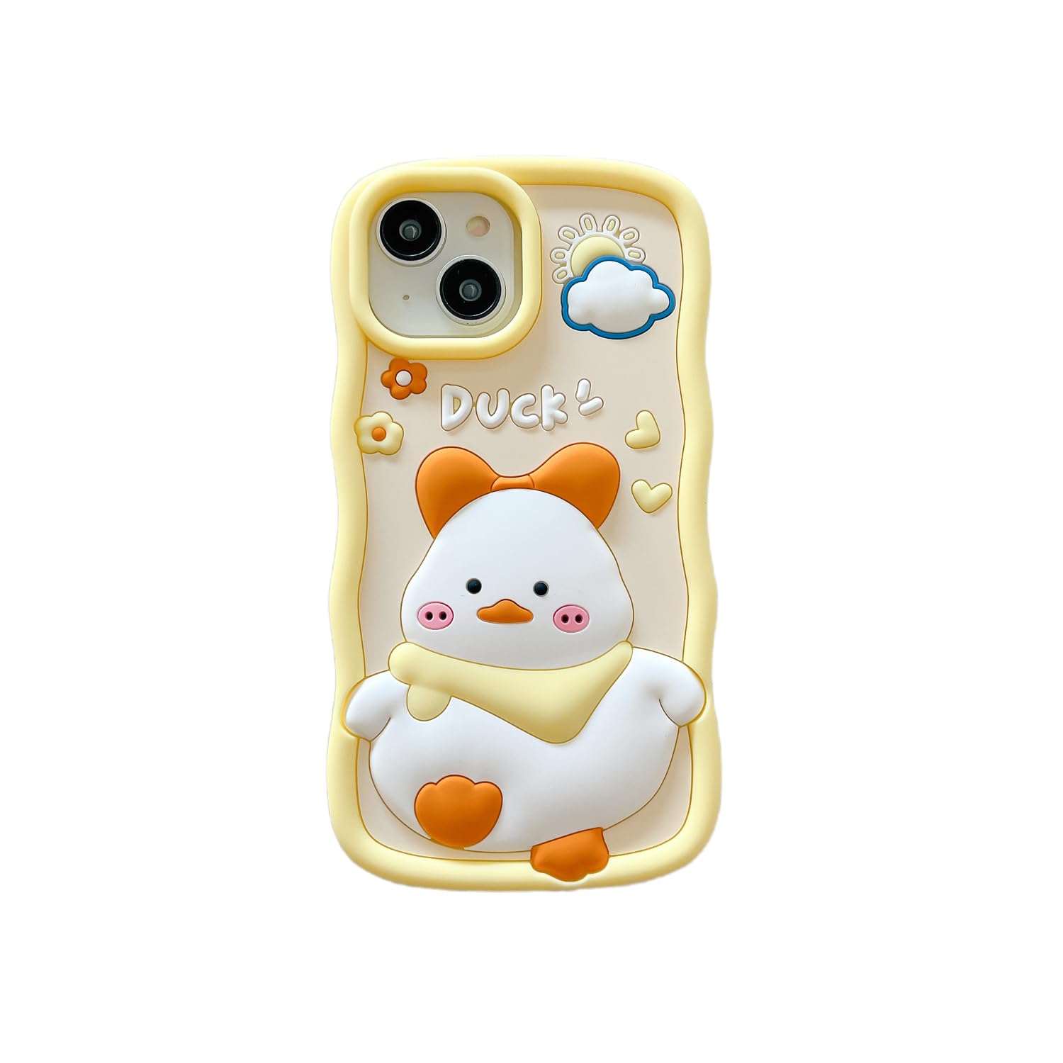 wifantien 3D Duck Case for iPhone 11 6.1 inch,Cartoon Cute Kawaii Character Funny Wave Frame Duck Kids Teens Girls Women Shockproof Soft Silicone Case for iPhone 11 6.1 inch