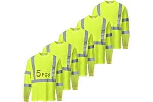 SAFIELD Hi Vis Safety Shirts for Men Reflective,High Visibility Work T-Shirt Short Long Sleeve with Pocket, 3 and 5 Pack