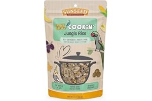 Sunseed Crazy Good Cookin Bird Treat, 16 Ounces, Jungle Rice with Bananas Dates and Pistachios, Brown