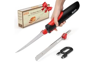 VLOXO Cordless Electric Knife for Bread and Meat Slicing, Rechargeable Electric Carving Knife with Safety Lock & 2 Reciprocat