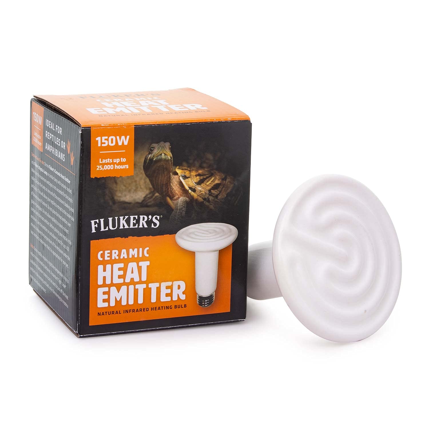 Fluker's Ceramic Heat Emitter, Natural Infrared Heating Bulb for Reptiles, 150 Watt