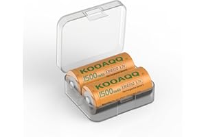 KOOAQQ [1500mAh] 2024 New Version High Capacity IMR 18350 NI18350A 3.7V Button Top Rechargeable Battery for Household and Business Devices-2 Pack