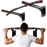 Abahub Wall Mounted Pull Up Bar,440lbs Multi-Grip Chin-Up Bar for Home Gym | Black/White,Durable,Heavy-Duty,Stable Training Bar