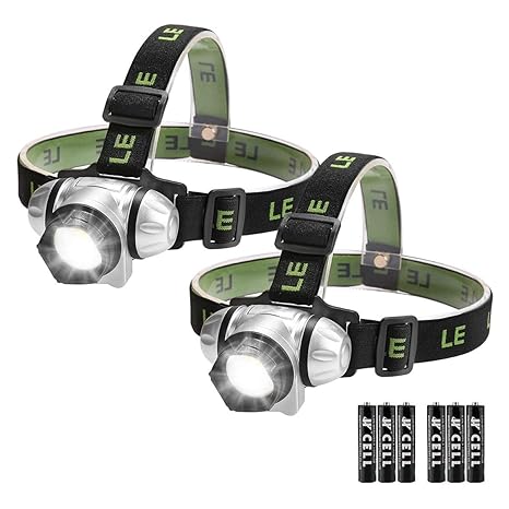 Lighting EVER LE Stirnlampen, 4 Helligkeiten zu wahlen, LED Kopflampe, leicht und superhell, ideal für Wandern, Camping, Ausf