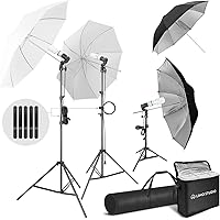 LimoStudio, 700W Output Lighting Series, LMS103, Soft Continuous Lighting Kit for White and Black Umbrella Reflector with Acc